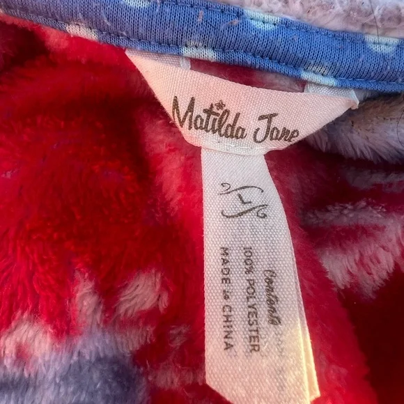 Matilda Jane Breakfast in Bed Fluffy Red/Blue Floral Robe Size Large - Picture 5 of 5